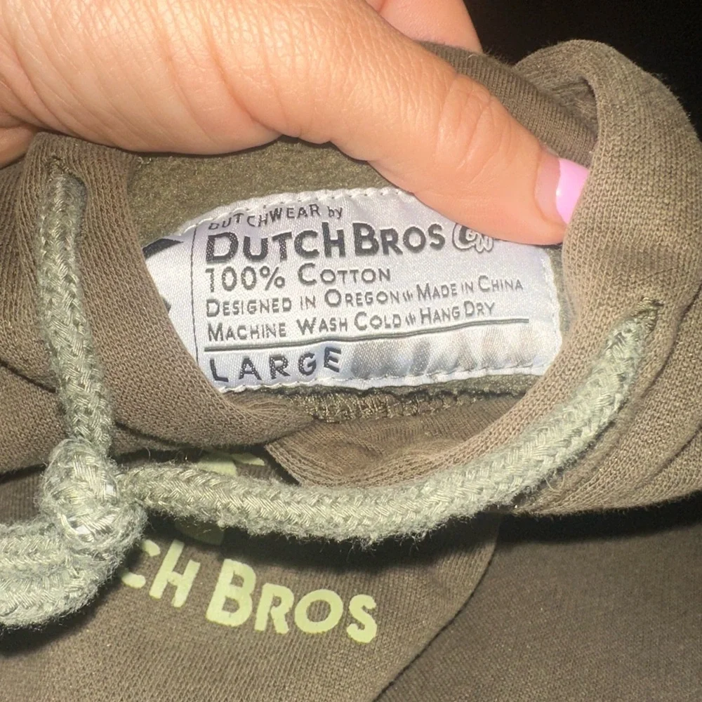 Dutch Bros LARGE Camo Green Oregon State Hoodie "The Beaver State” RARE 🦫 DB - Picture 5 of 5
